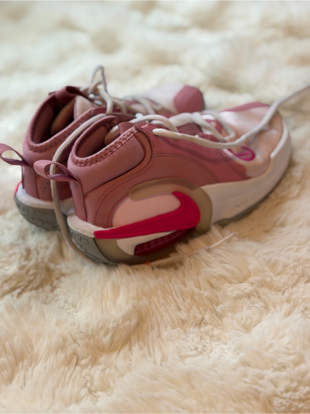 Nike Kids Pink Sneakers with Bright Pink Swoosh